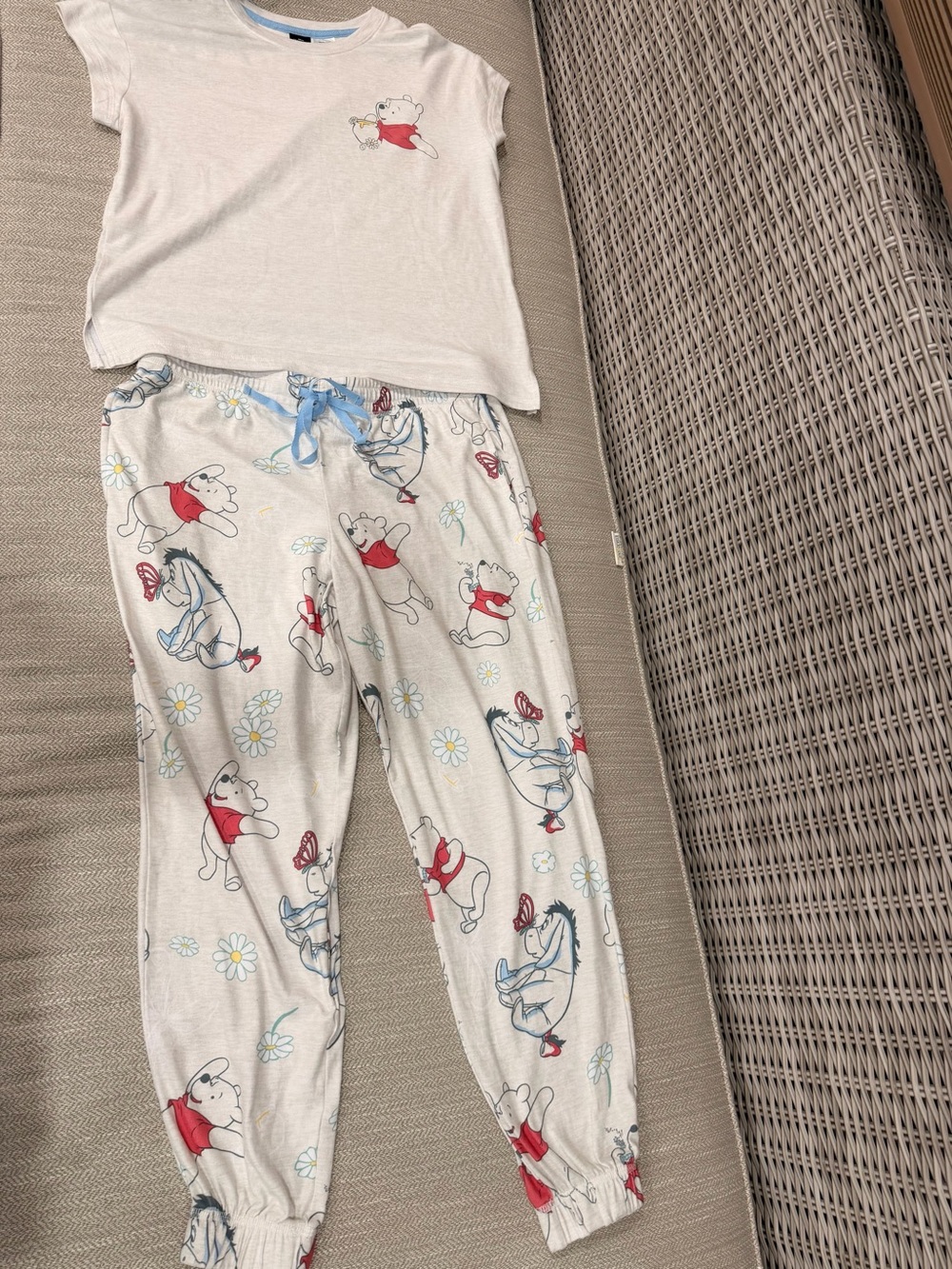 Disney White Winnie the Pooh & Friends Pajama Set with Red Accents